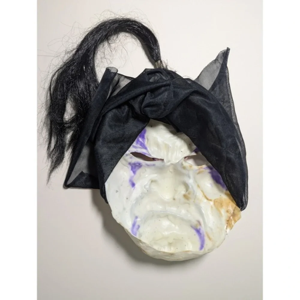 Halloween Mask White Scary Creepy Costume Cosplay Horror‎ Mask with Hair